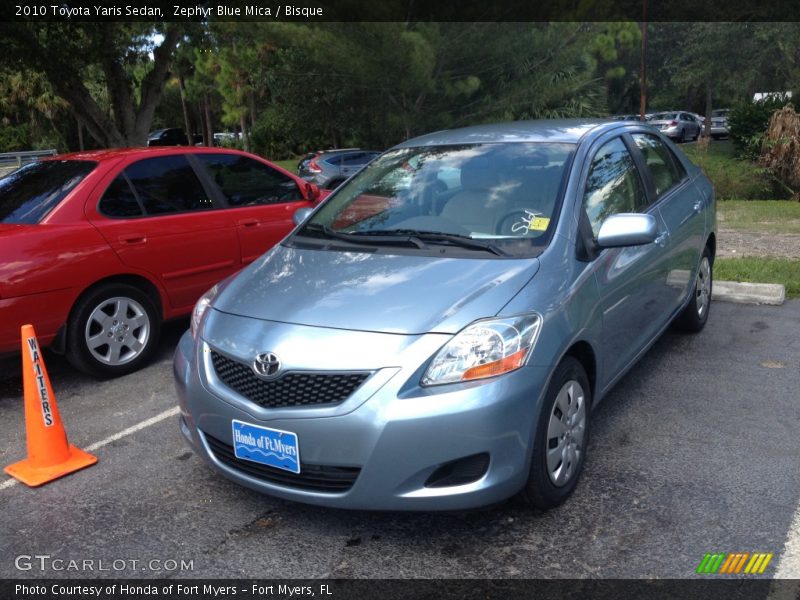 Zephyr Blue Mica / Bisque 2010 Toyota Yaris Sedan