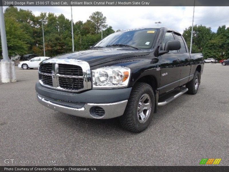 Brilliant Black Crystal Pearl / Medium Slate Gray 2008 Dodge Ram 1500 ST Quad Cab