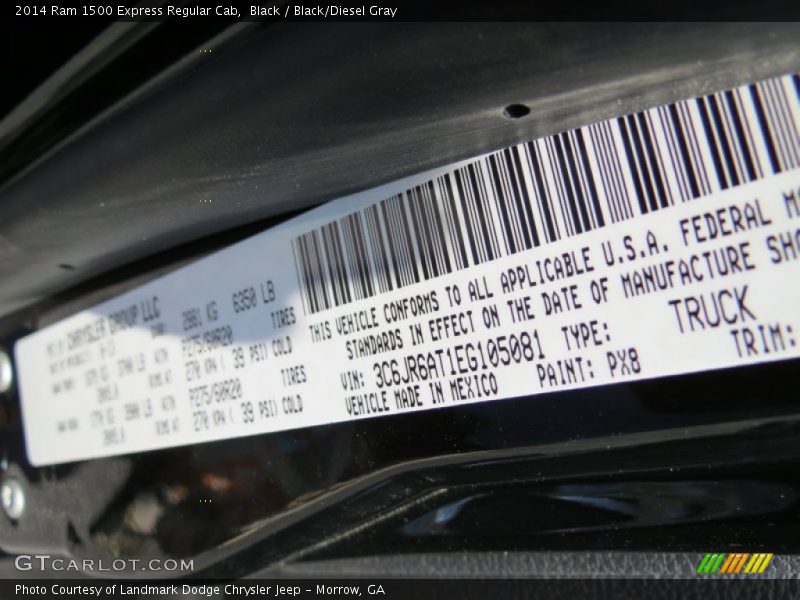 Black / Black/Diesel Gray 2014 Ram 1500 Express Regular Cab