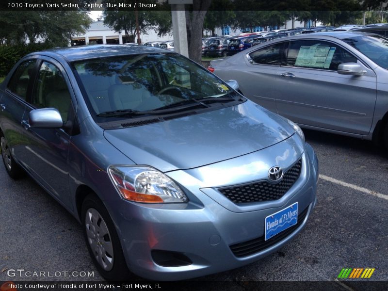 Zephyr Blue Mica / Bisque 2010 Toyota Yaris Sedan