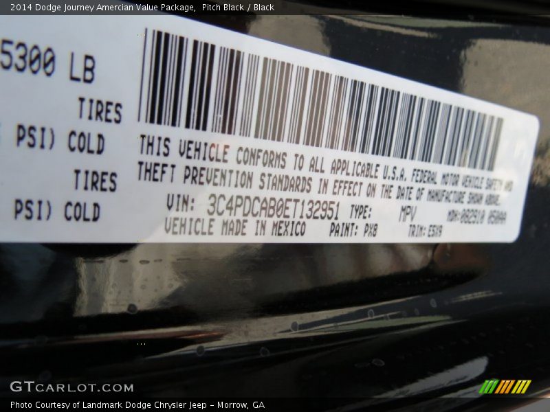 Pitch Black / Black 2014 Dodge Journey Amercian Value Package