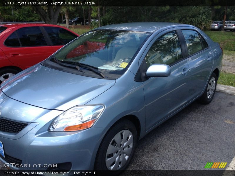 Zephyr Blue Mica / Bisque 2010 Toyota Yaris Sedan