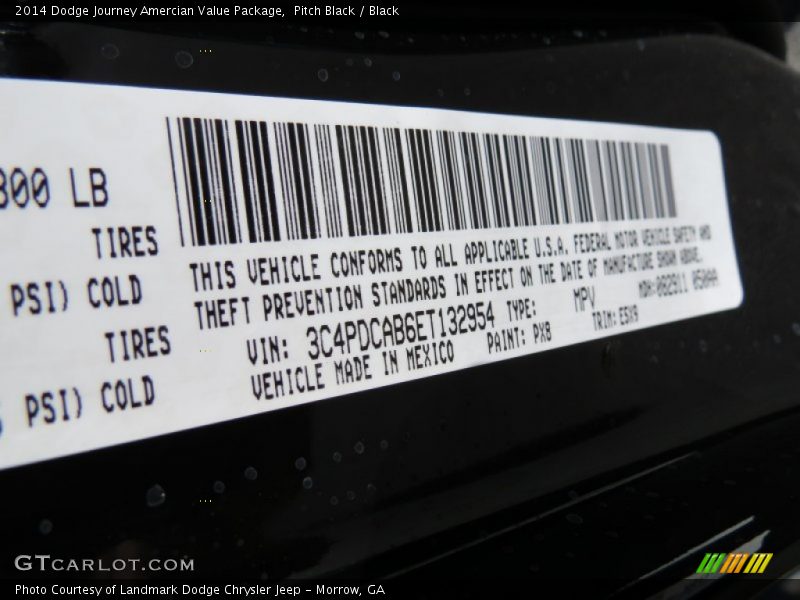 Pitch Black / Black 2014 Dodge Journey Amercian Value Package