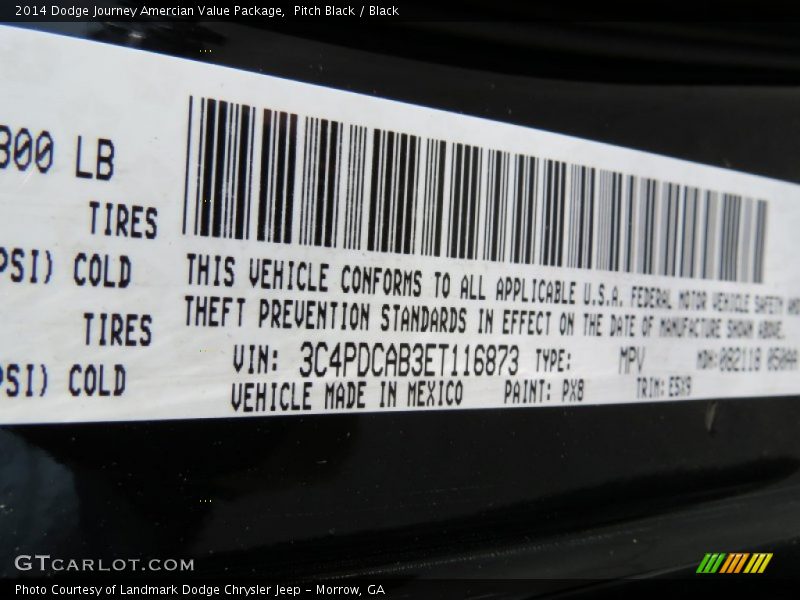 Pitch Black / Black 2014 Dodge Journey Amercian Value Package