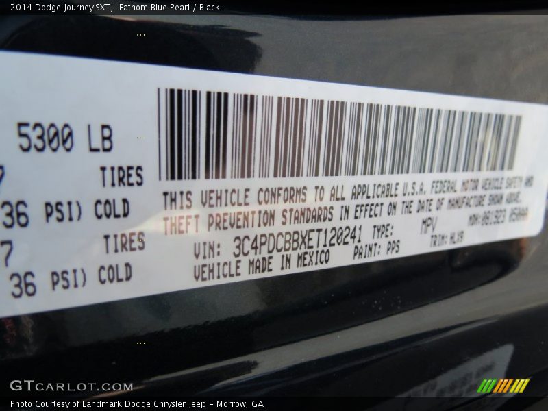 Fathom Blue Pearl / Black 2014 Dodge Journey SXT