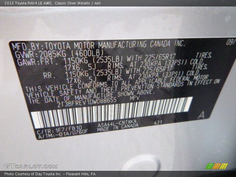 Classic Silver Metallic / Ash 2013 Toyota RAV4 LE AWD