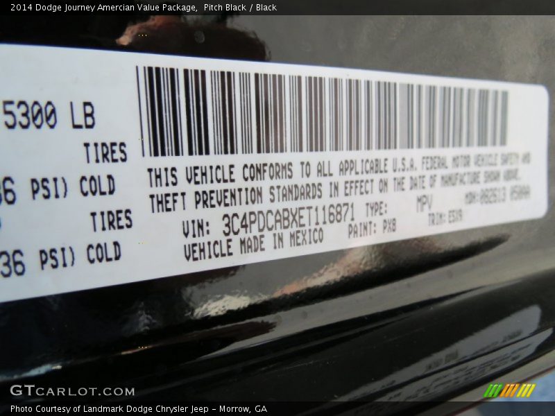 Pitch Black / Black 2014 Dodge Journey Amercian Value Package