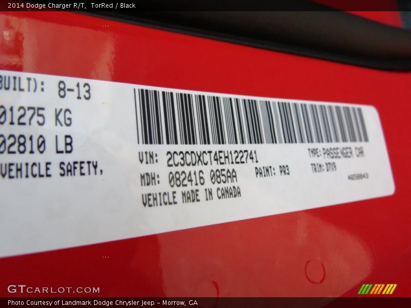 2014 Charger R/T TorRed Color Code PR3