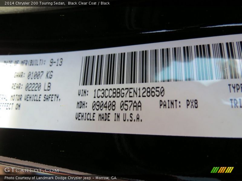 Black Clear Coat / Black 2014 Chrysler 200 Touring Sedan