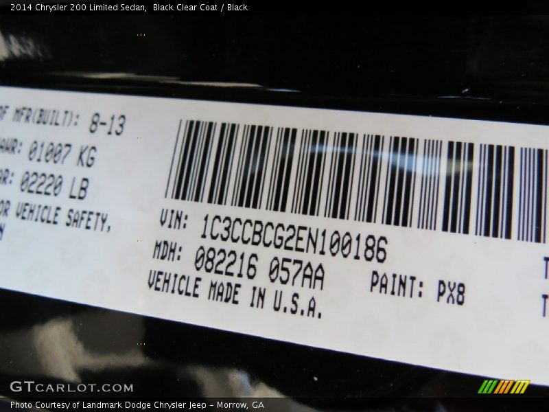 Black Clear Coat / Black 2014 Chrysler 200 Limited Sedan