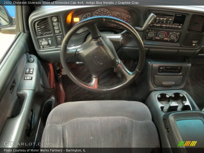 Indigo Blue Metallic / Graphite Gray 2002 Chevrolet Silverado 1500 LS Extended Cab 4x4