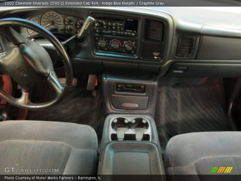 Indigo Blue Metallic / Graphite Gray 2002 Chevrolet Silverado 1500 LS Extended Cab 4x4