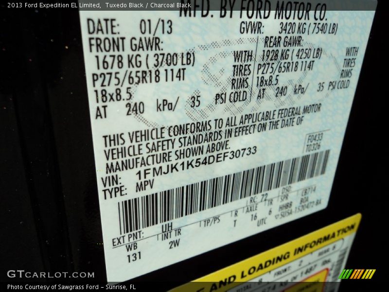 Tuxedo Black / Charcoal Black 2013 Ford Expedition EL Limited