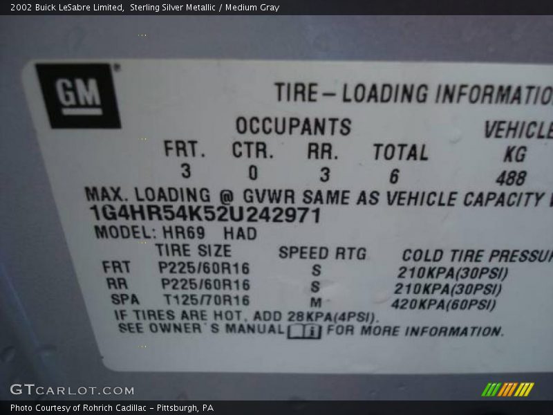 Sterling Silver Metallic / Medium Gray 2002 Buick LeSabre Limited