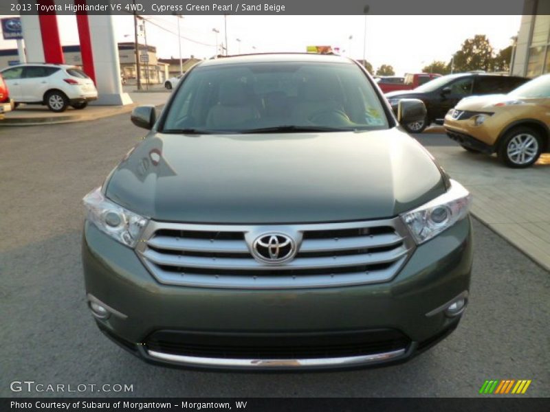 Cypress Green Pearl / Sand Beige 2013 Toyota Highlander V6 4WD