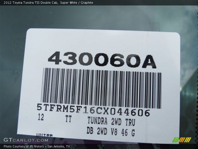Super White / Graphite 2012 Toyota Tundra TSS Double Cab
