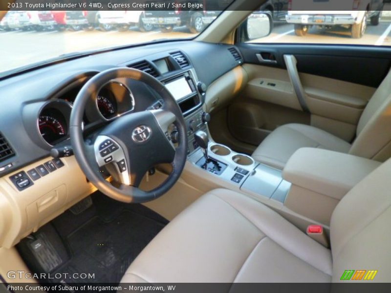 Cypress Green Pearl / Sand Beige 2013 Toyota Highlander V6 4WD