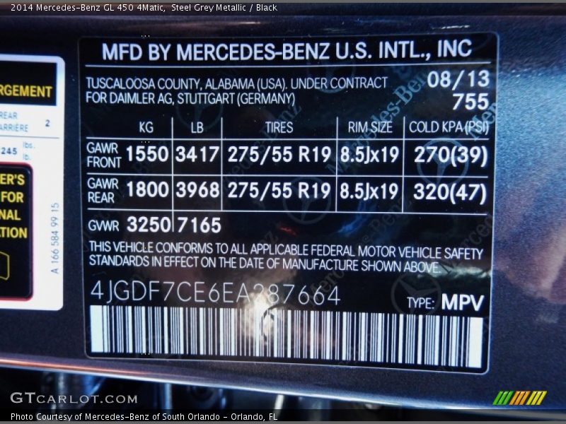 Steel Grey Metallic / Black 2014 Mercedes-Benz GL 450 4Matic