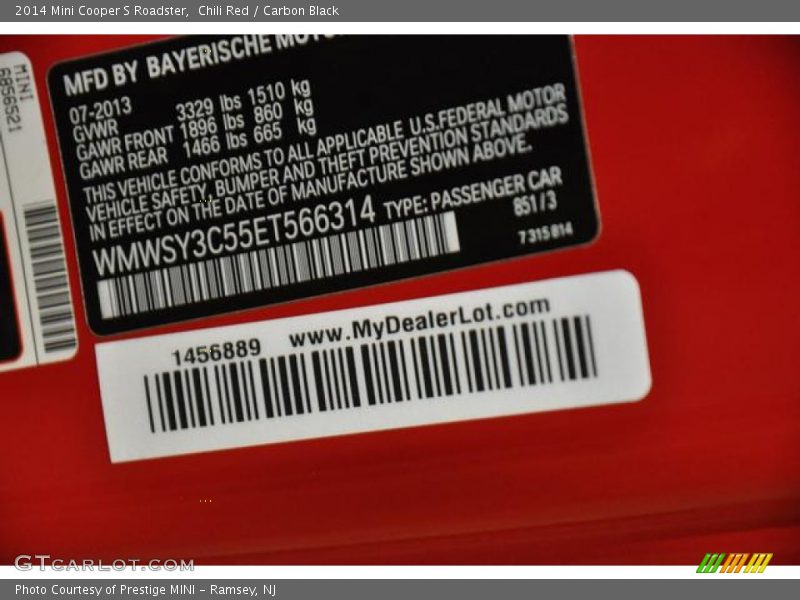 Chili Red / Carbon Black 2014 Mini Cooper S Roadster