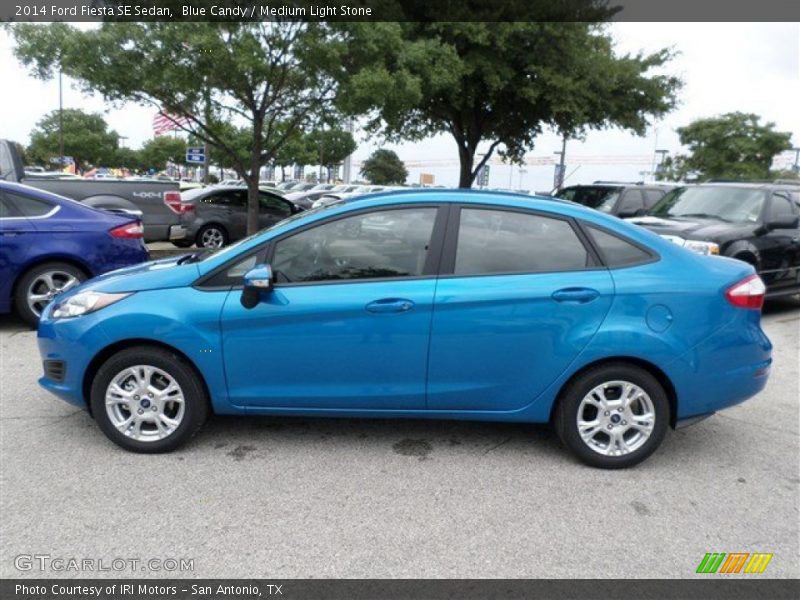 Blue Candy / Medium Light Stone 2014 Ford Fiesta SE Sedan