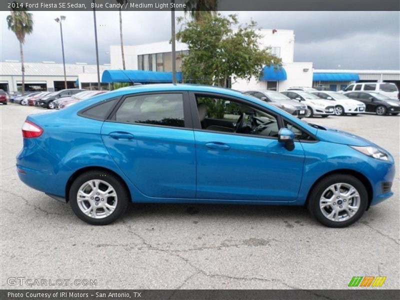Blue Candy / Medium Light Stone 2014 Ford Fiesta SE Sedan