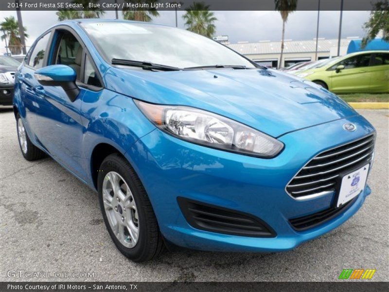 Blue Candy / Medium Light Stone 2014 Ford Fiesta SE Sedan