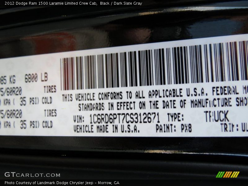 Black / Dark Slate Gray 2012 Dodge Ram 1500 Laramie Limited Crew Cab