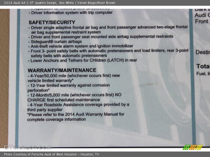 Ibis White / Velvet Beige/Moor Brown 2014 Audi A4 2.0T quattro Sedan