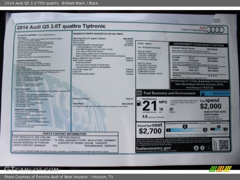 Brilliant Black / Black 2014 Audi Q5 3.0 TFSI quattro