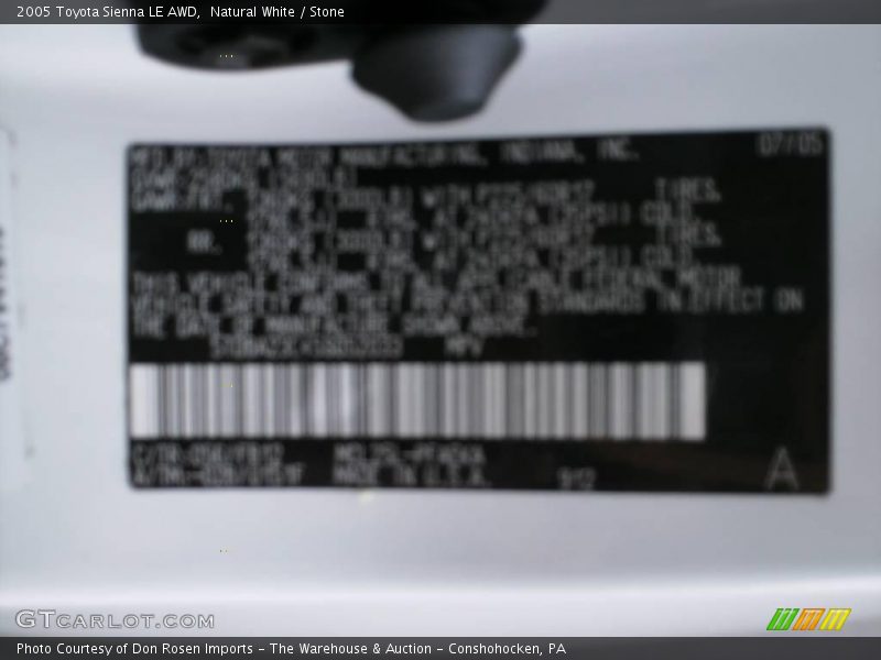 Natural White / Stone 2005 Toyota Sienna LE AWD