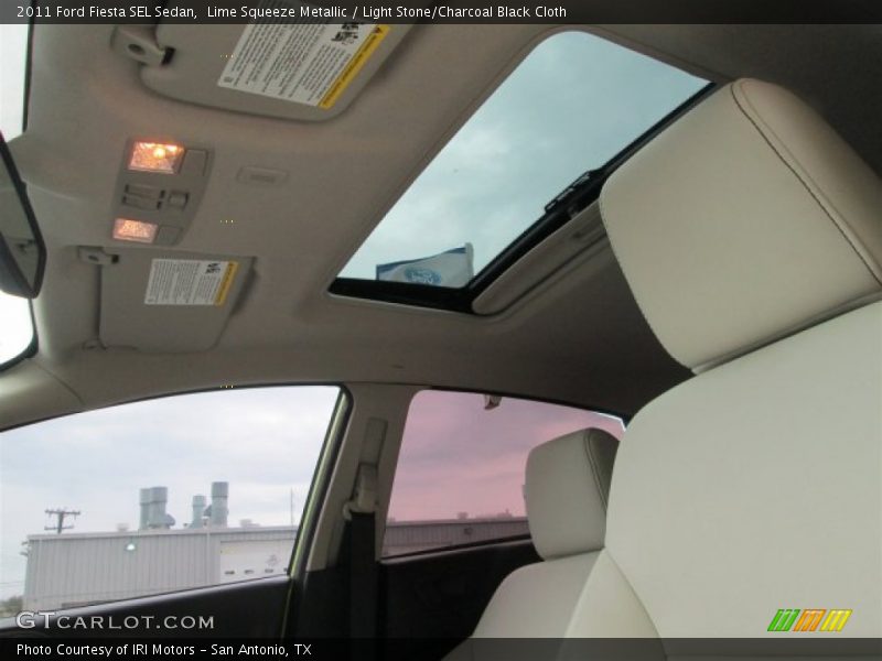 Lime Squeeze Metallic / Light Stone/Charcoal Black Cloth 2011 Ford Fiesta SEL Sedan