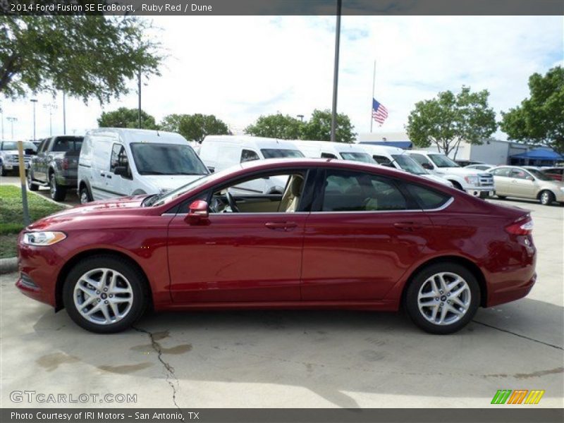 Ruby Red / Dune 2014 Ford Fusion SE EcoBoost