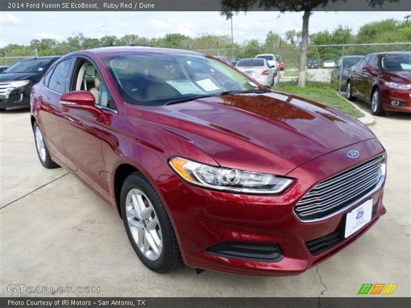 Ruby Red / Dune 2014 Ford Fusion SE EcoBoost