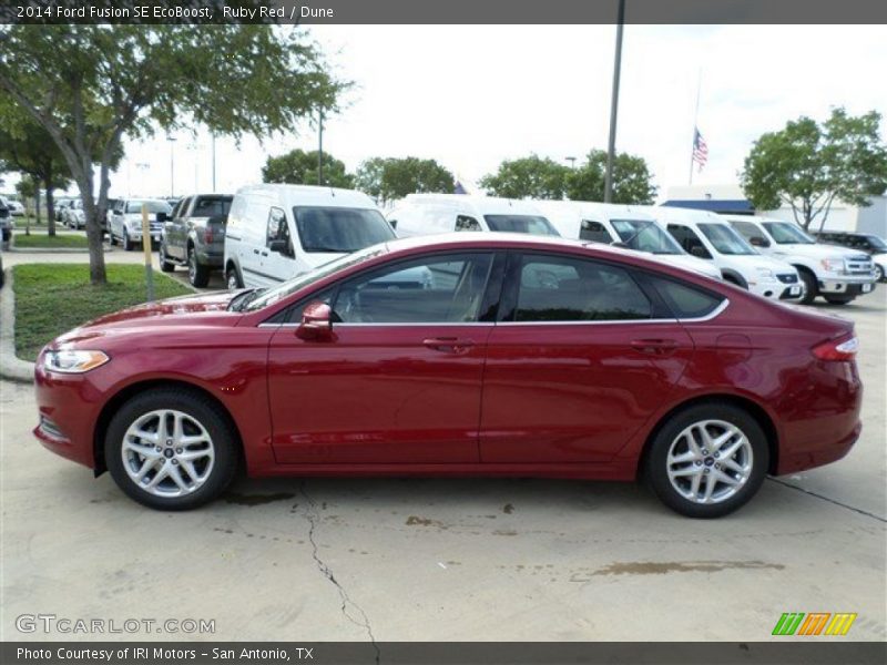 Ruby Red / Dune 2014 Ford Fusion SE EcoBoost