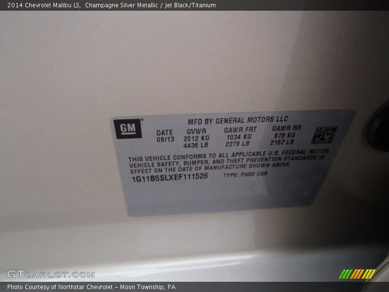 Champagne Silver Metallic / Jet Black/Titanium 2014 Chevrolet Malibu LS