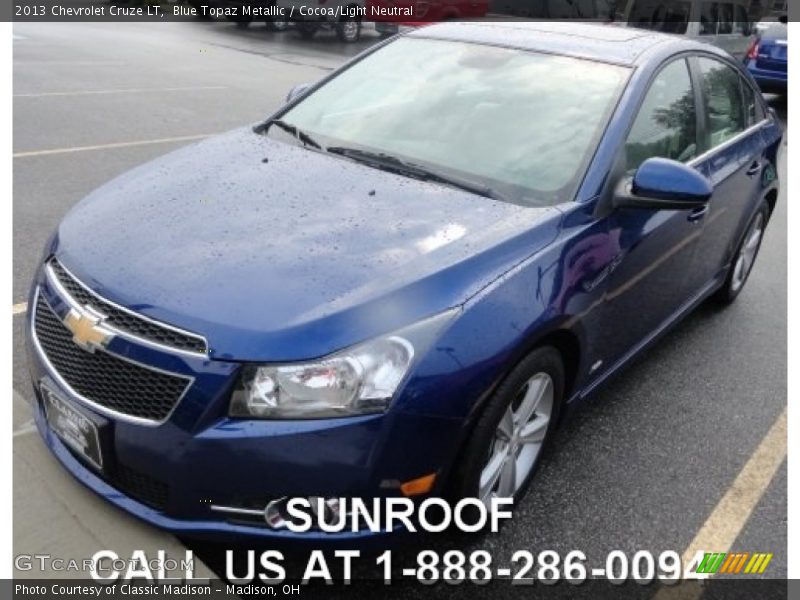 Blue Topaz Metallic / Cocoa/Light Neutral 2013 Chevrolet Cruze LT