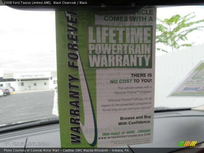Black Clearcoat / Black 2008 Ford Taurus Limited AWD
