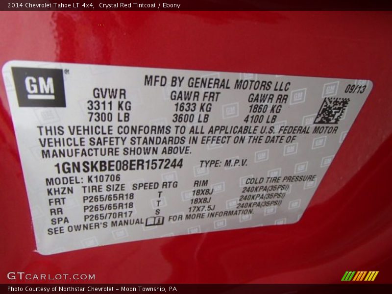 Crystal Red Tintcoat / Ebony 2014 Chevrolet Tahoe LT 4x4
