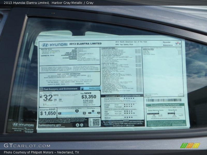 Harbor Gray Metallic / Gray 2013 Hyundai Elantra Limited