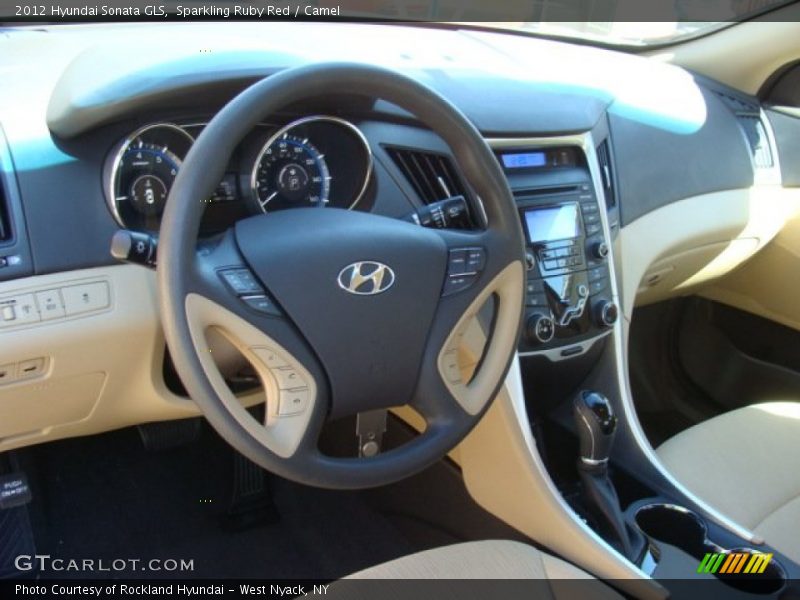 Sparkling Ruby Red / Camel 2012 Hyundai Sonata GLS