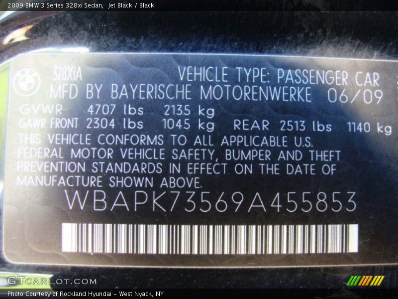 Jet Black / Black 2009 BMW 3 Series 328xi Sedan
