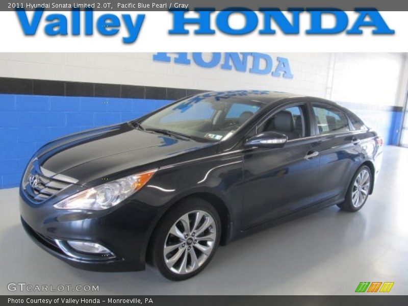 Pacific Blue Pearl / Gray 2011 Hyundai Sonata Limited 2.0T