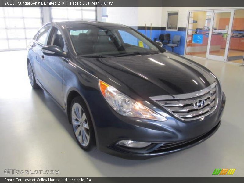 Pacific Blue Pearl / Gray 2011 Hyundai Sonata Limited 2.0T