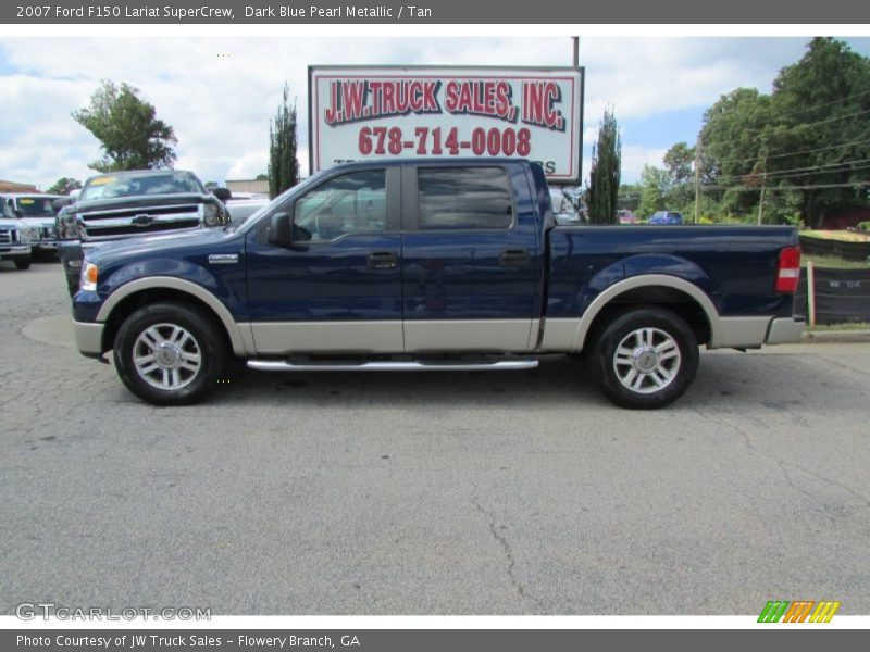 Dark Blue Pearl Metallic / Tan 2007 Ford F150 Lariat SuperCrew