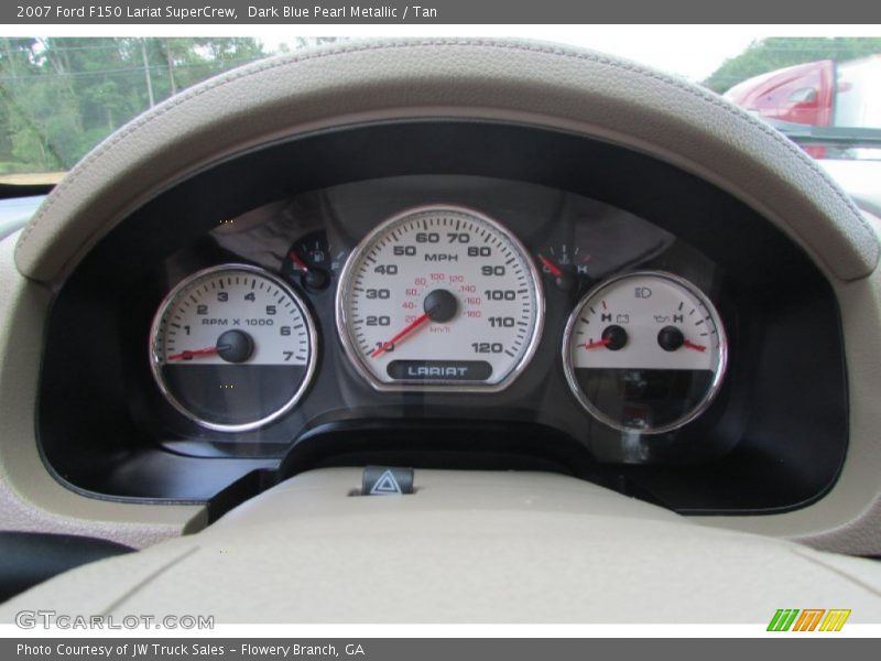 Dark Blue Pearl Metallic / Tan 2007 Ford F150 Lariat SuperCrew