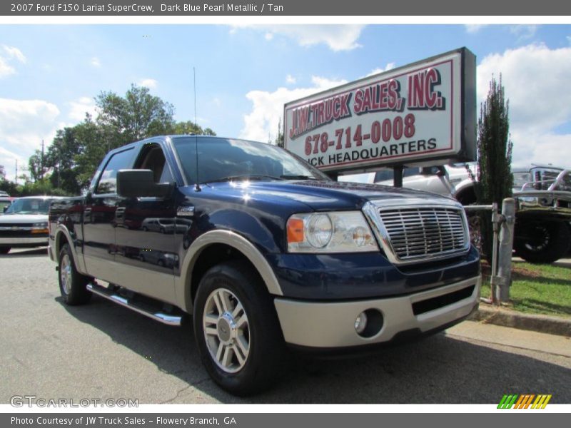 Dark Blue Pearl Metallic / Tan 2007 Ford F150 Lariat SuperCrew