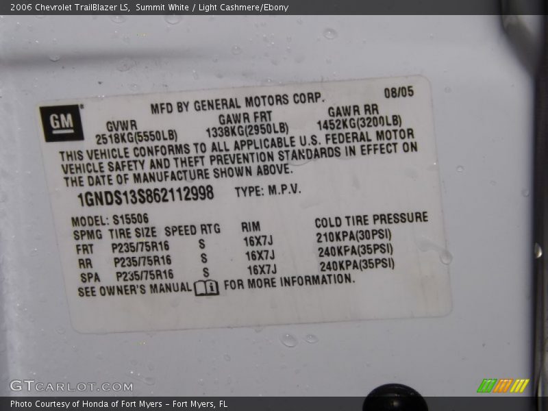 Summit White / Light Cashmere/Ebony 2006 Chevrolet TrailBlazer LS