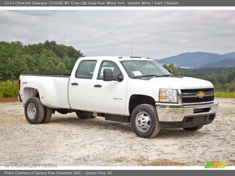 Front 3/4 View of 2014 Silverado 3500HD WT Crew Cab Dual Rear Wheel 4x4