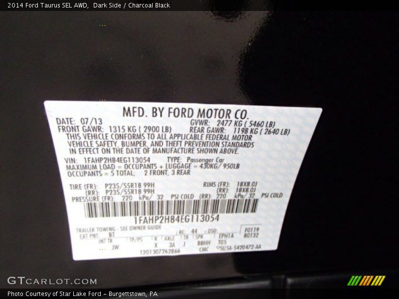 Dark Side / Charcoal Black 2014 Ford Taurus SEL AWD