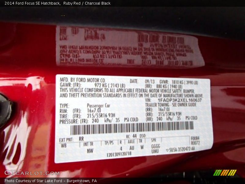 Ruby Red / Charcoal Black 2014 Ford Focus SE Hatchback